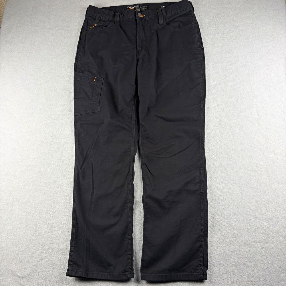 Ariat Rebar M4 Men 36x32 Relaxed Straight Work Pants Black Stretch Utility
